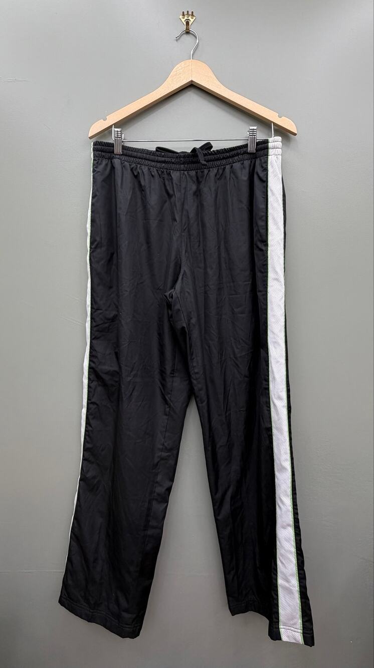 Avia Black Wide Leg Track Pants Side Stripe Athletic Joggers L